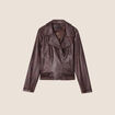Veste esprit motard zippée marron foncé femme