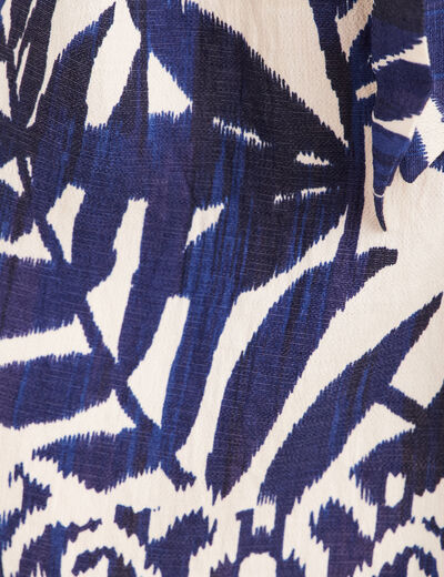 Robe droite courte col V manches courtes bleu femme
