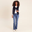 Gilet droit sans manches fausse fourrure bleu fonc&eacute; femme