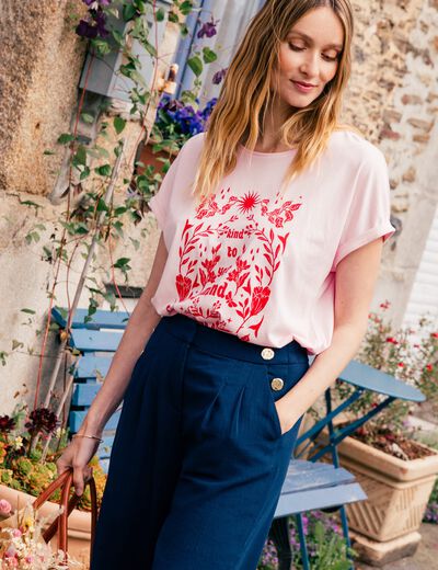 T-shirt manches courtes rose femme