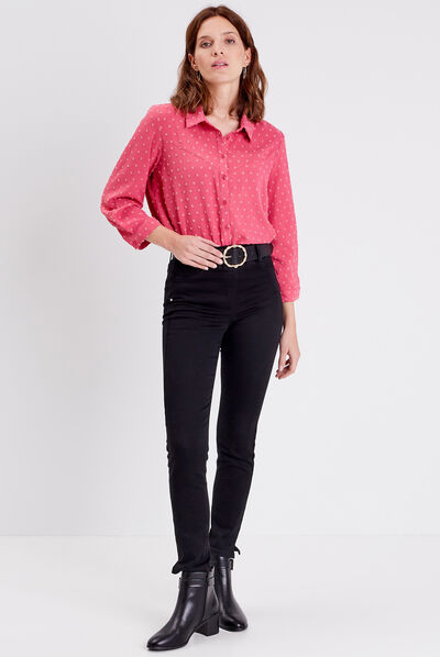 Chemise manches 3/4 rose framboise femme