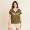 T-shirt manches courtes vert olive femme