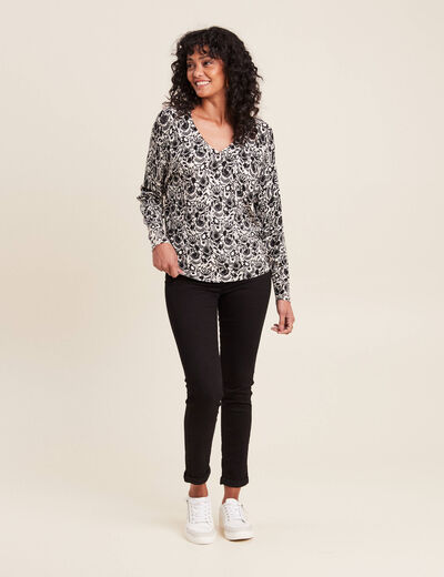 Pull manches longues blanc femme