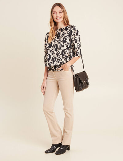 Jean droit denim beige femme
