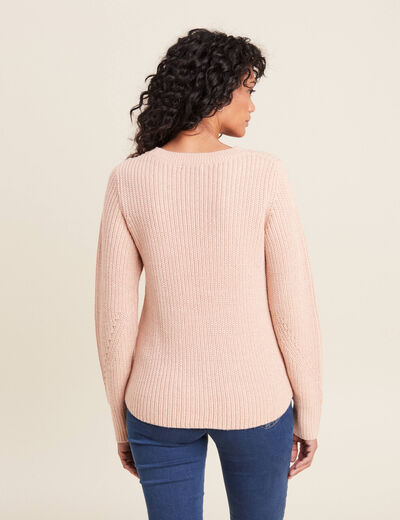 Pull manches longues rose poudrée femme