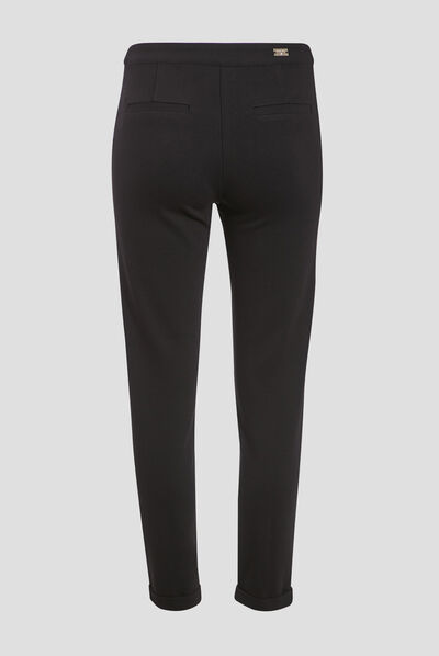 Pantalon ajusté taille basculée noir femme