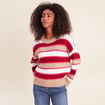 Pull col rond rose femme