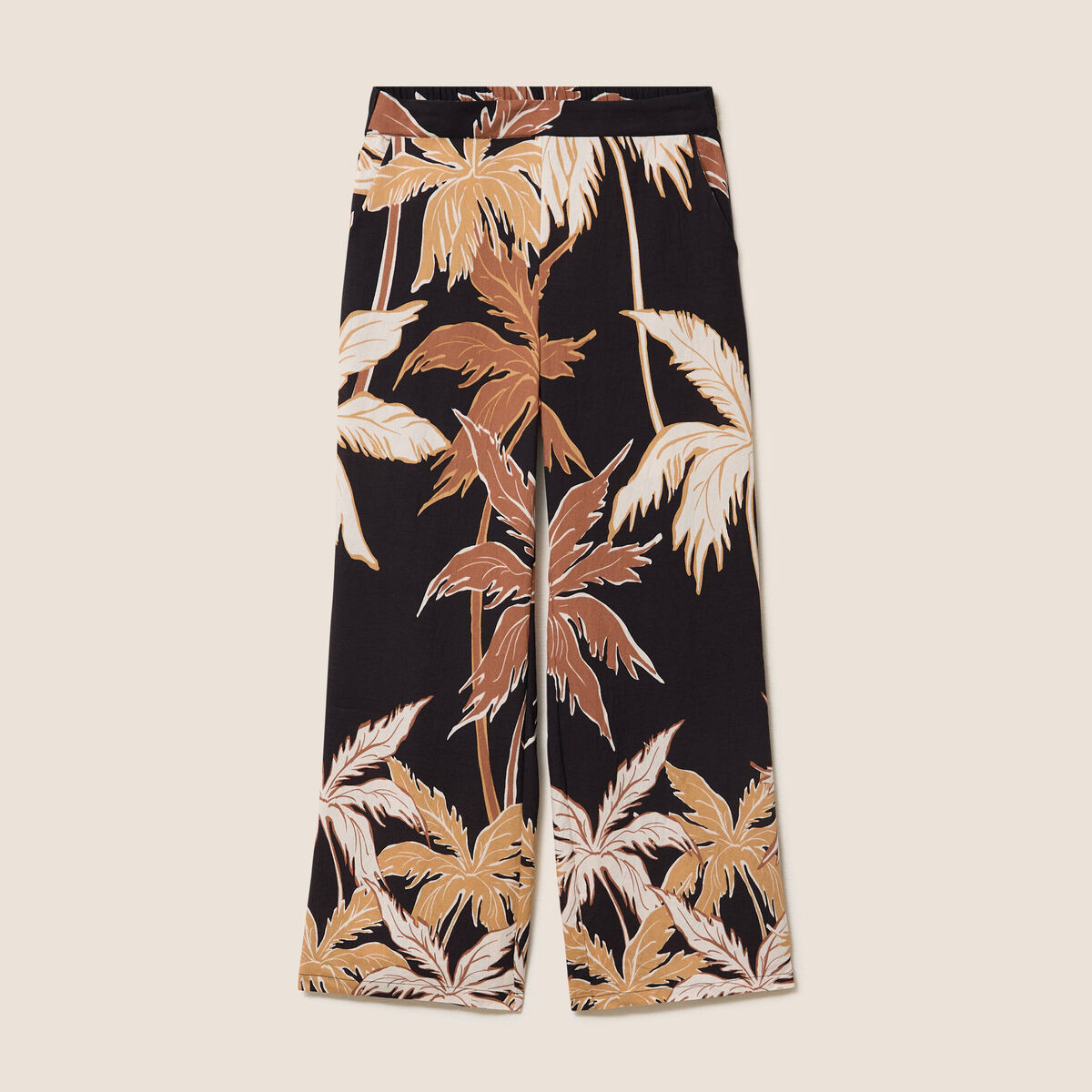 Pantalon large taille haute noir femme