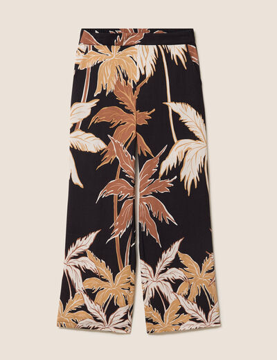 Pantalon large taille haute noir femme