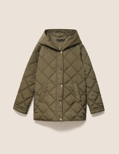 Doudoune doubl&eacute;e avec capuche vert kaki femme