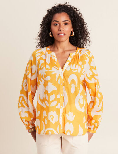 Blouse manches longues jaune moutarde femme