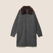 Gilet droit long col chemise gris fonc&eacute; femme