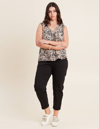 Pantalon coupe mom 7/8&egrave;me noir femme