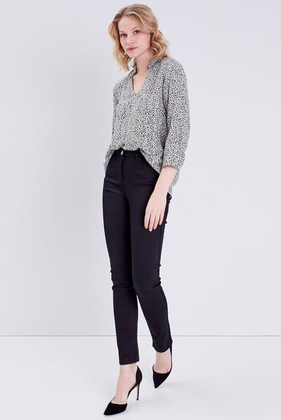 Blouse manches 3/4 noir femme