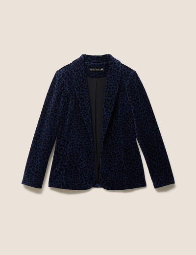 Veste tailleur velours bleu femme