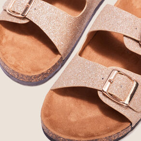 Mules à paillettes couleur or femme