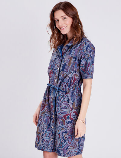 Robe droite en jean réversible denim double stone femme
