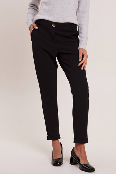Pantalon chino taille basse noir femme