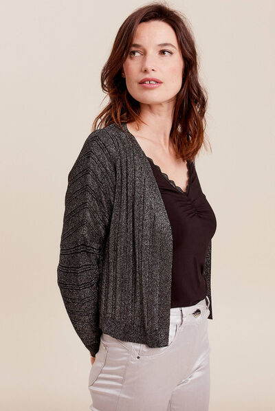 Gilet manches longues noir femme
