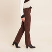 Jean coupe droite taille haute marron fonc&eacute; femme