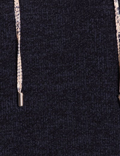 Sweat &agrave; capuche manches 3/4 bleu marine femme