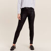 Pantalon ajusté enduit denim noir femme