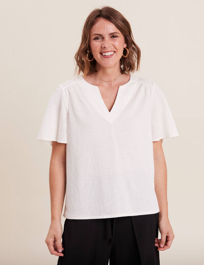 T-shirt manches courtes ecru femme