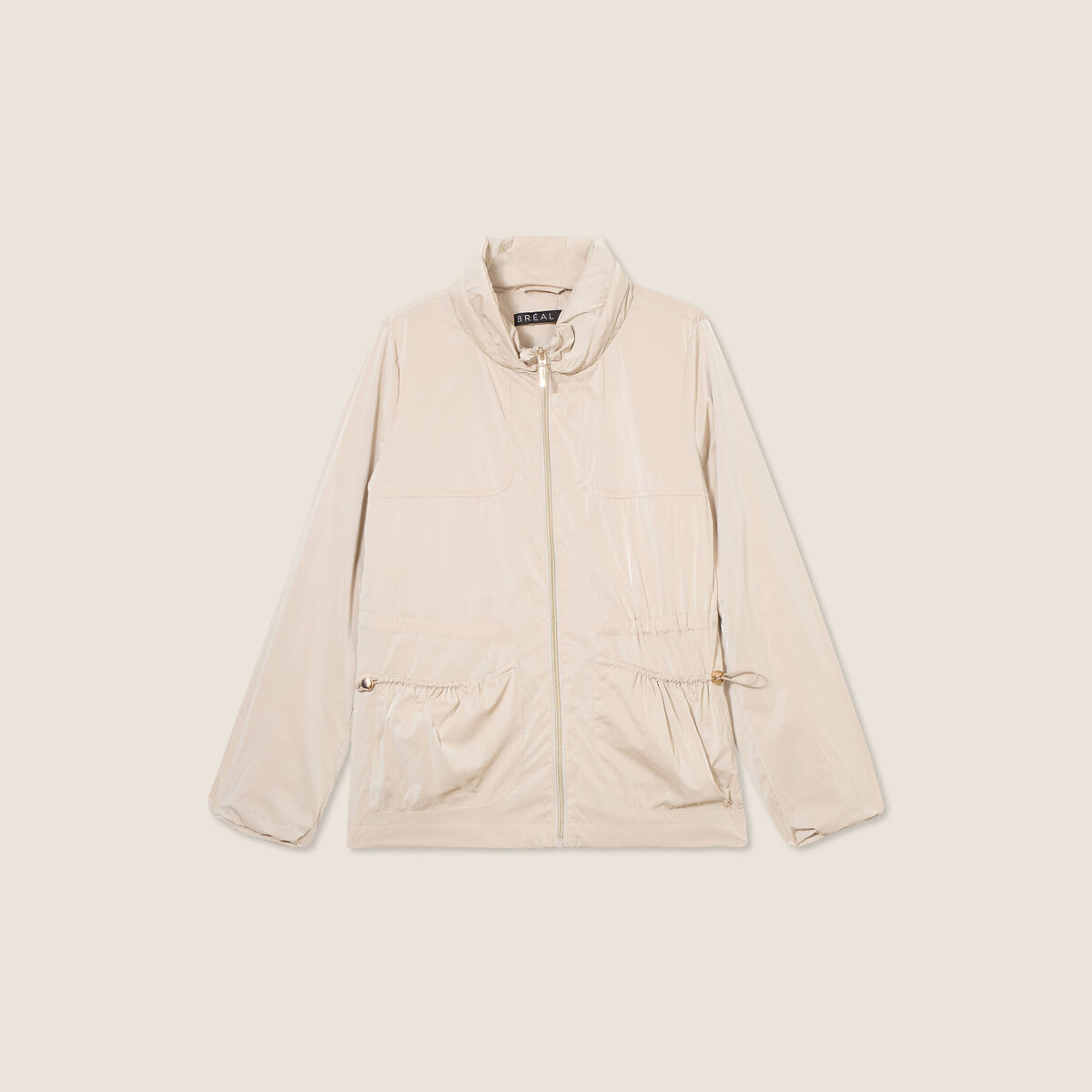 Coupe-vent court zippé sable femme
