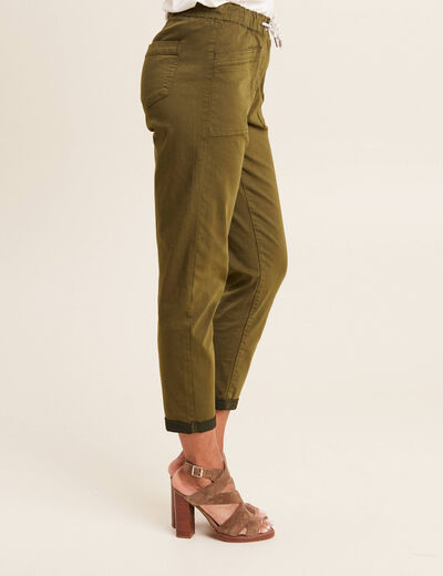 Pantalon coupe mom 7/8&egrave;me vert olive femme