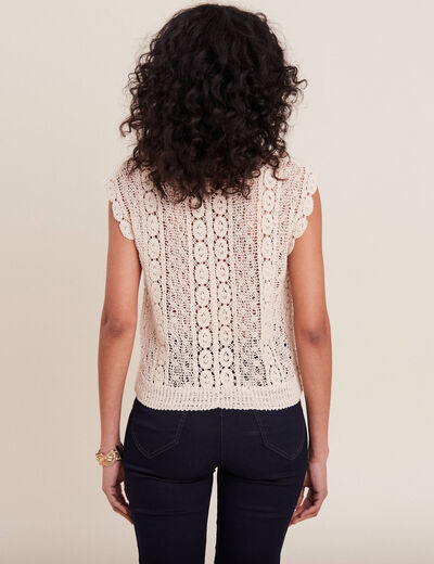 D&eacute;bardeur macram&eacute; ecru femme