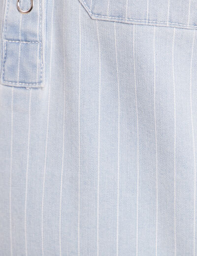 Robe courte &eacute;vas&eacute;e en jean col chemise blanc femme