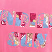 T-shirt col rond manches courtes brod&eacute; rose fushia femme