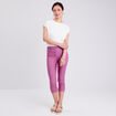 Pantacourt droit taille haute violet femme