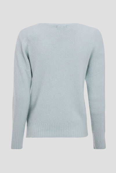 Pull manches longues bleu gris femme