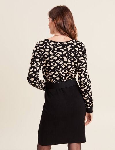 Robe tricot ajustée 2-en-1 noir femme