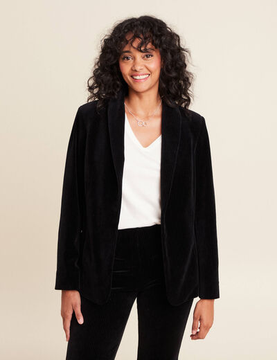 Veste tailleur velours noir femme