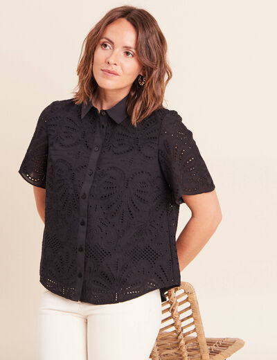 Chemisier NEXT Fille 13 Ans, Noir à Imprimé Floral, Manches Courtes, Décolleté Hors épaules, Occasion