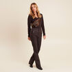 T-shirt thermo-douceur manches longues marron fonc&eacute; femme
