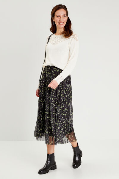 Pull col rond ivoire femme