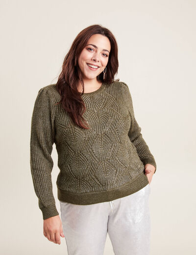 Pull manches longues vert kaki femme