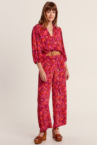 Blouse manches 3/4 rose fushia femme