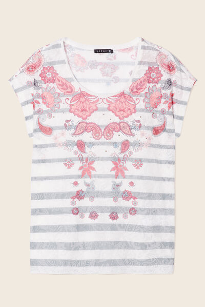 T-shirt manches courtes ecru femme