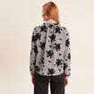 Blouse col v manches longues bleu femme