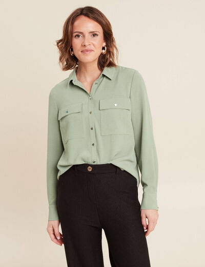 Chemise manches longues vert clair femme