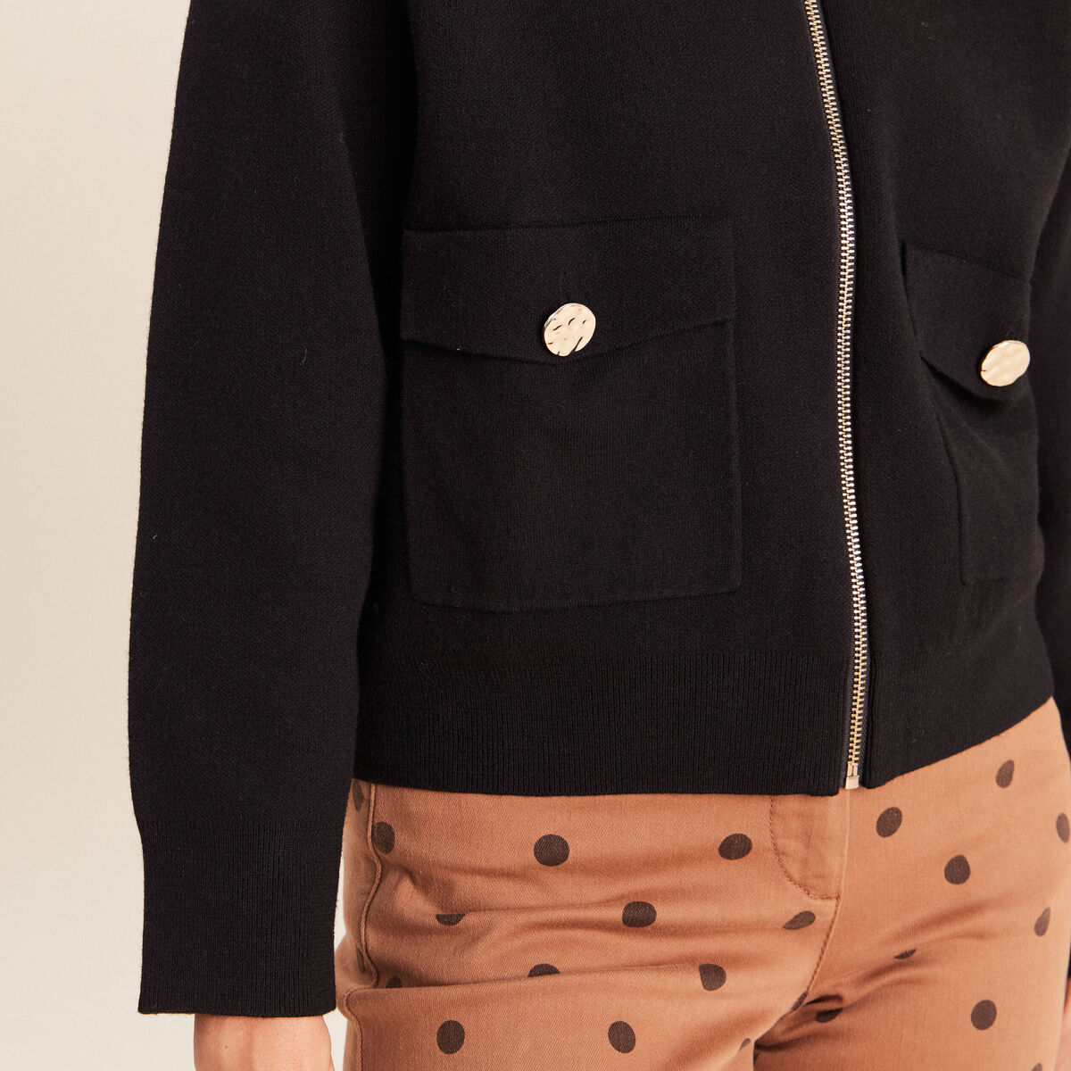Gilet doubl&eacute; col chemise noir femme