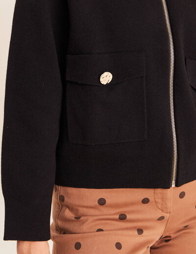 Gilet doubl&eacute; col chemise noir femme
