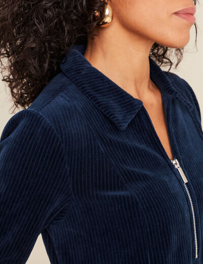 Robe droite velours bleu marine femme