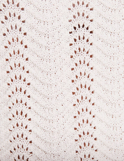 Pull manches longues col rond ecru femme
