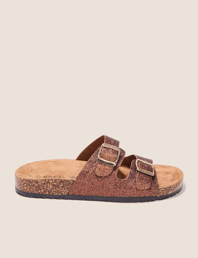 Mules à paillettes couleur cuivre femme