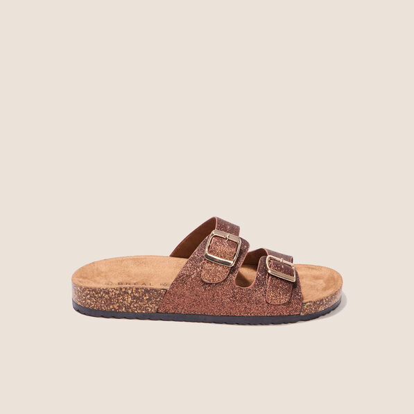 Mules à paillettes couleur cuivre femme